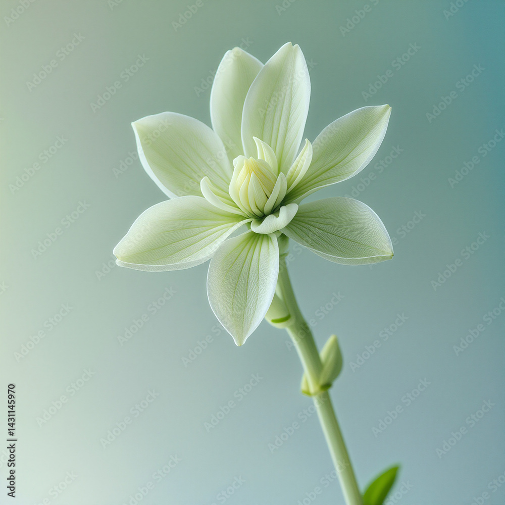 Fototapeta premium white flower on a green background