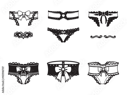 Garter belt clear line art stylish creative fashion accessory illustration