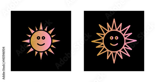 Sun with Face Icon Design