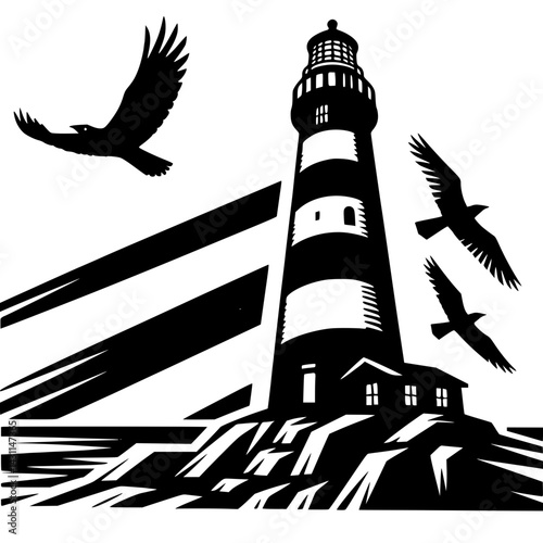 lighthouse silhouette vector