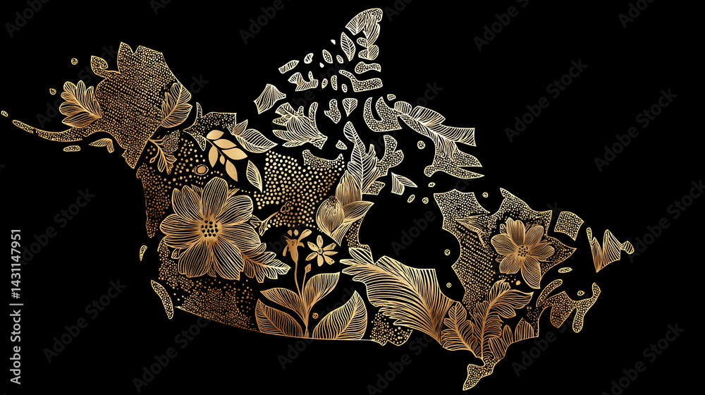 Naklejka premium Arctic to Atlantic Vintage‑Style Canada Wall Map Poster