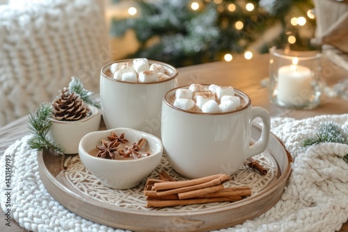 Wallpaper Mural Cozy holiday hot chocolate with marshmallows and spices. Torontodigital.ca