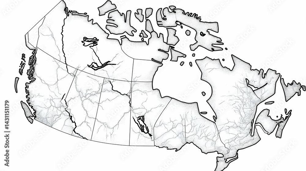 Obraz premium Northern Mosaic Watercolor Map of Canada’s Provinces & Territories