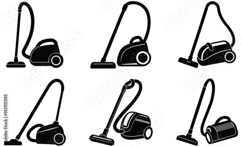 Vacuum cleaner silhouette vector art design on white background