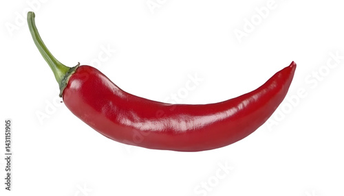 Red chili pepper.  Close-up view of a single, vibrant red chili pepper, highlighting its smooth, glossy skin and pointed tip.  The pepper curves gently, exhibiting a typical chili shape