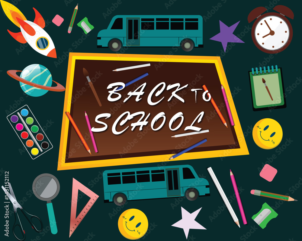 Obraz premium Back to school vector illustration design for social media poster and design