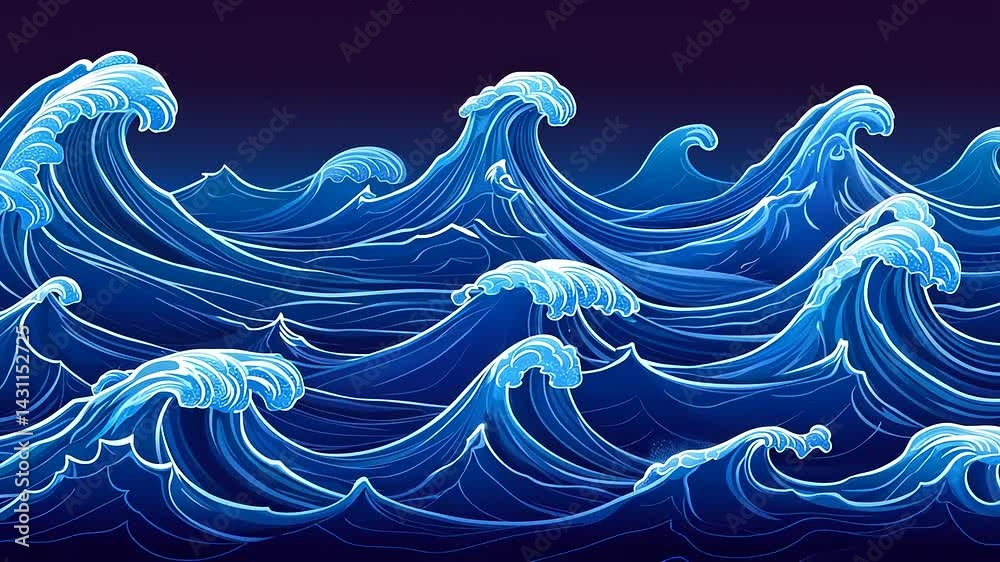 Ocean waves in dark blue