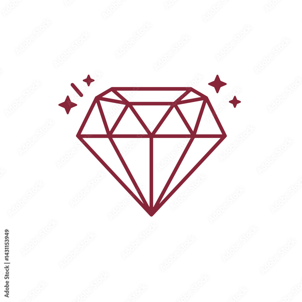 Diamond icon with sparkling effects on a transparent background Diamond icon with sparkling effects on a transparent background
