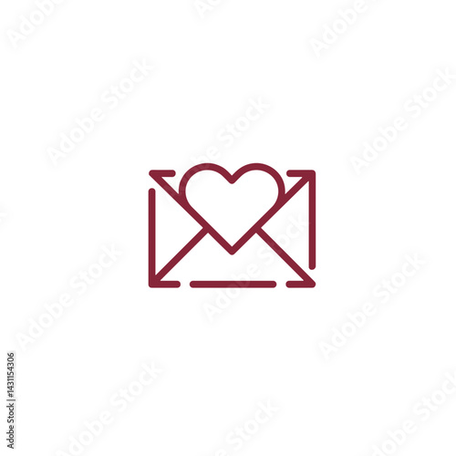 Love Letter Icon on Transparent Background  