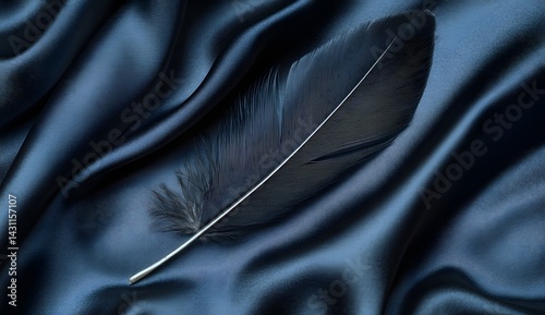 A feather resting on soft fabric, macro photography, stock photo, professional color grading, 