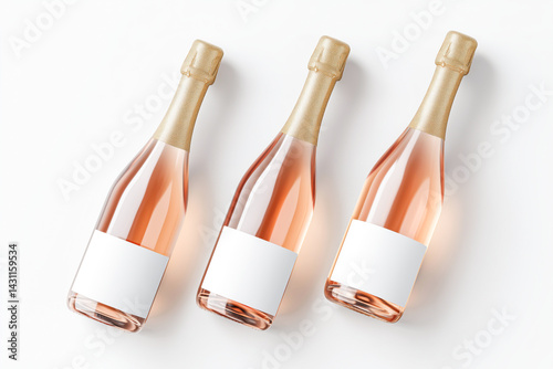 Obraz na płótnie Bottles of rose sparkling wine on a white background with blank mockup labels w salonie