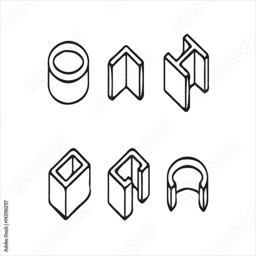 Collection of Isometric Steel Structural Components