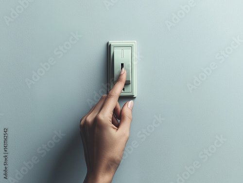 Close-Up of Finger Flipping Switch on Wall