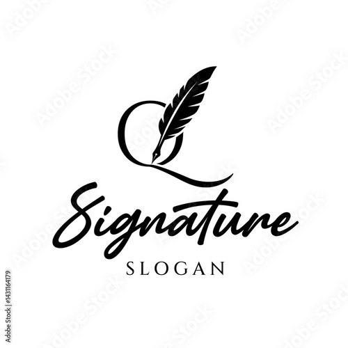 Quill Pen with Letter Q for Author or Publishing logo design