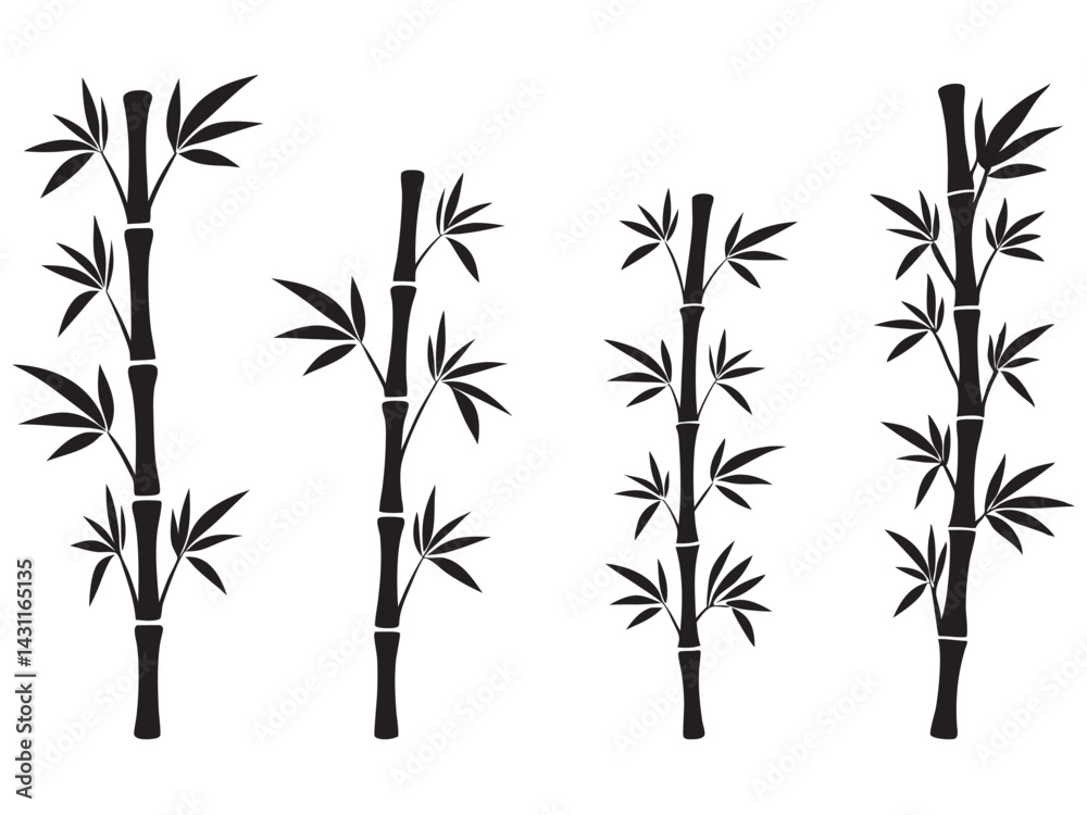 Obraz premium set of bamboo vector silhouette