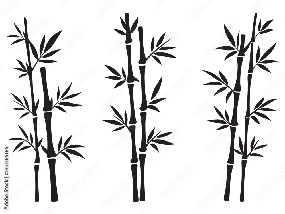 Obraz premium set of bamboo vector silhouette
