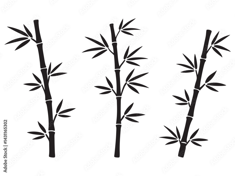 Obraz premium set of bamboo vector silhouette