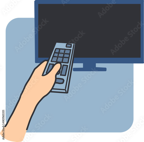 Remote Control Action Switching TV Channels Art. This vector can enhance content related to digital habits, tech product promotions, or visual aids in consumer guides
