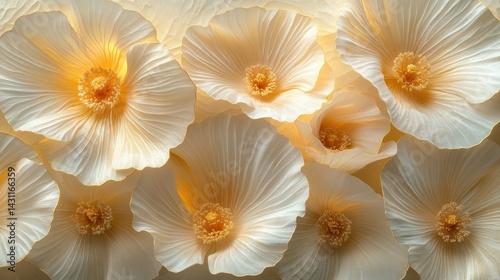 Delicate, light cream flowers, close up