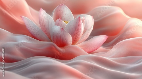 Delicate lotus on soft silk