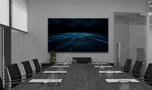light modern confererence- / -meeting room with  copy space screen