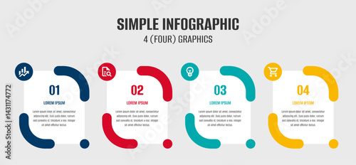 Modern infographic template. Modern design template for infographics. Modern infographics options banner. Best infographic. Four color infographic. Infographic with 4 color circles and items