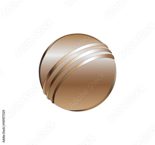 Vector illustration of a stylized brown cricket ball with metallic seam highlights and smooth gradient finish, ideal for sports graphics, game branding, and athletic-themed digital content. 
