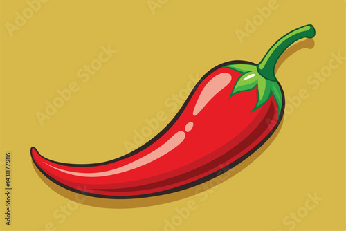 Illustration of Red hot natural chili pepper .