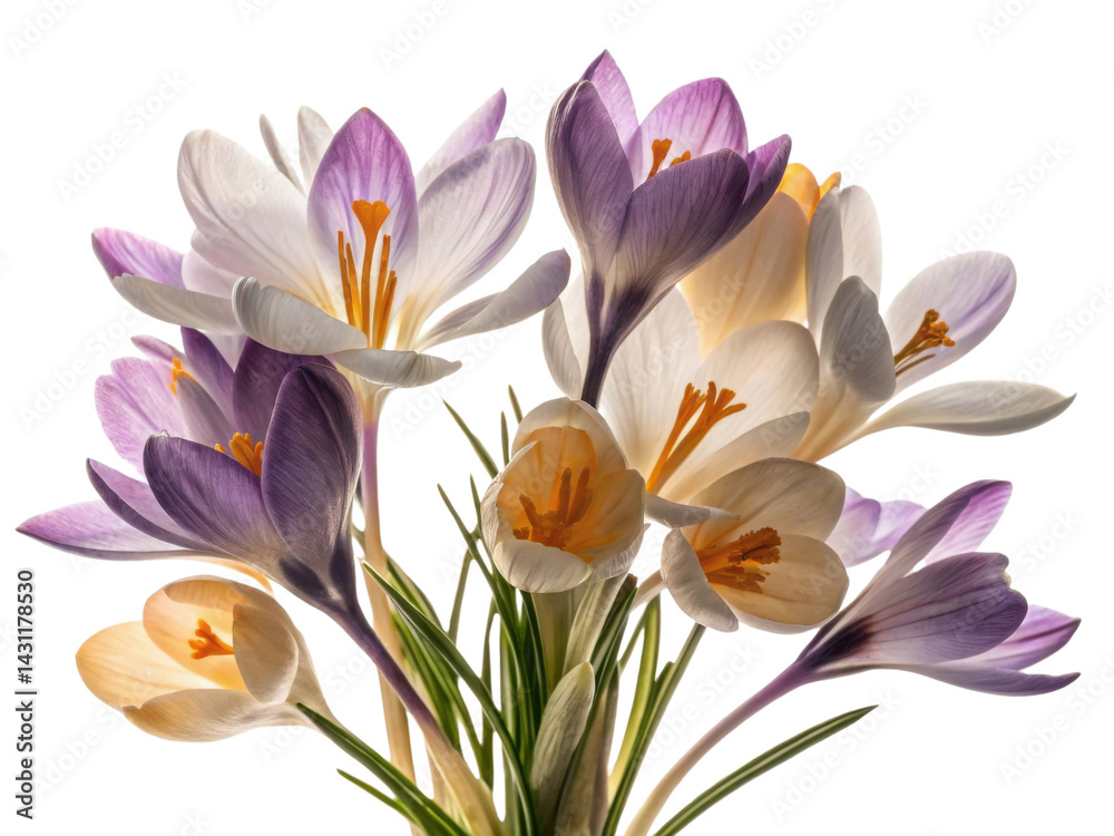 Fototapeta premium Crocus flowers bloom vibrantly in stunning display of colors showcasing nature beauty and elegance