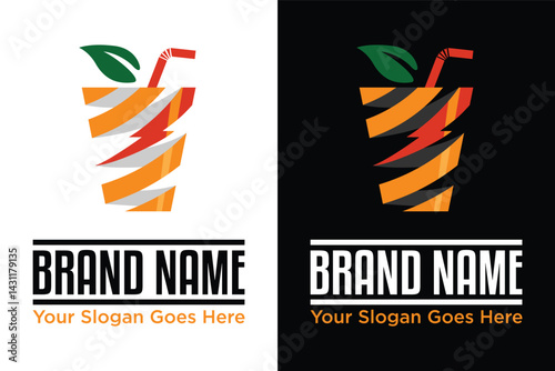 simple modern healthy lightning boost drink illustration vector logo design