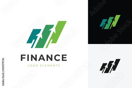 graph finance growth logo icon design with arrow statistic graphic symbol for financial logo template