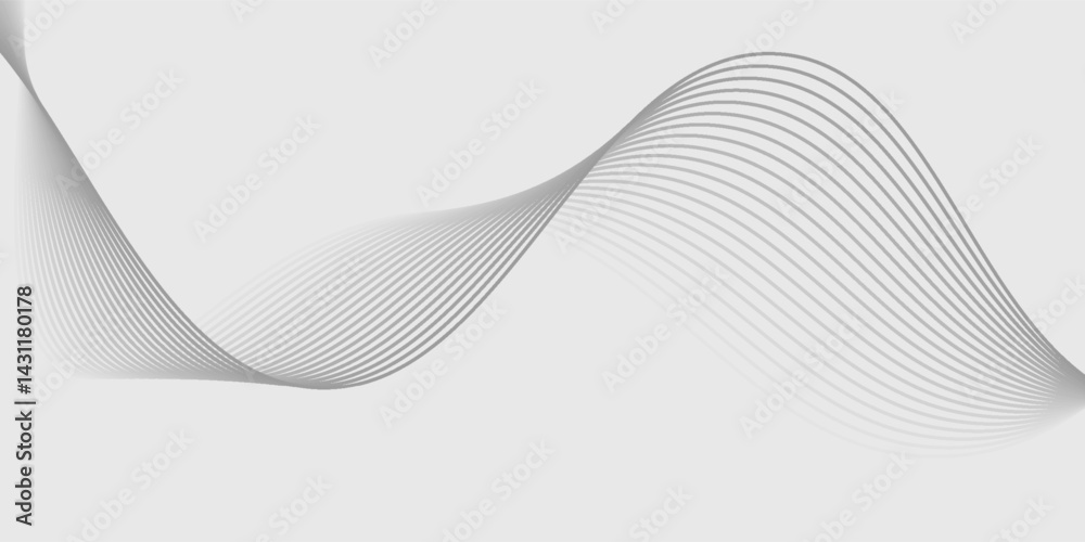 Fototapeta premium Abstract vector banner with grey wavy lines