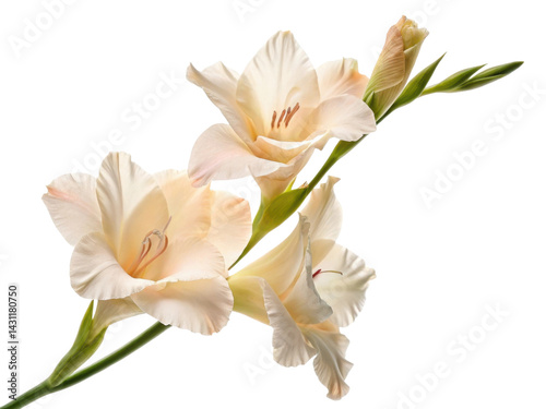 Elegant gladiolus flowers bloom gracefully, showcasing their delicate petals and vibrant colors, perfect for any floral arrangement