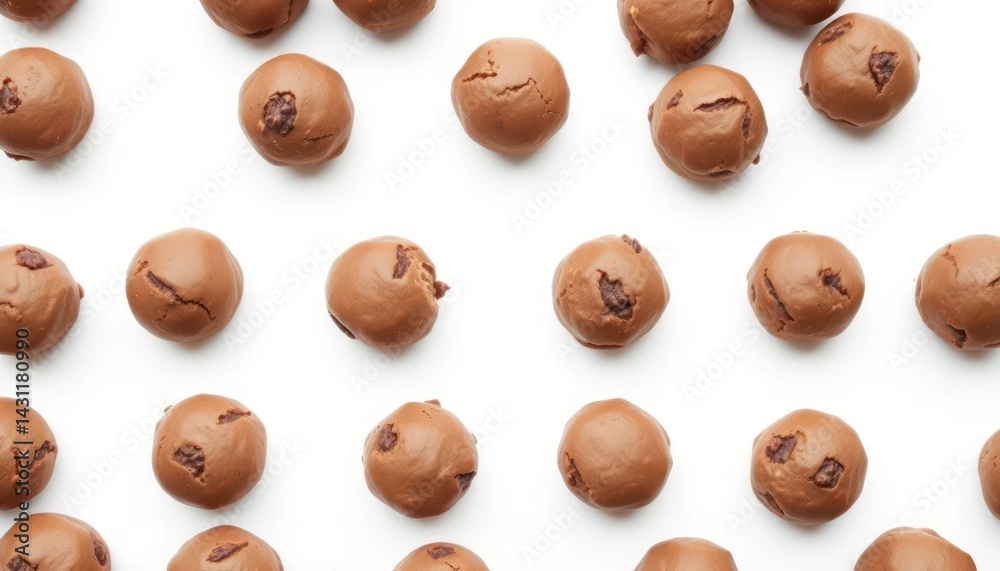 Fototapeta premium Chocolate balls scattered on white background (1)