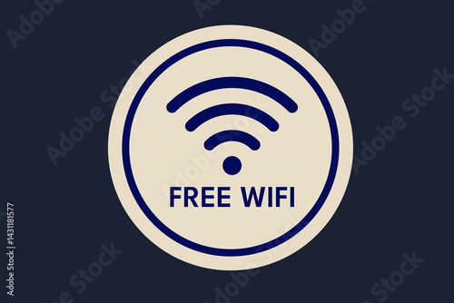 Wi-fi zone sign. Free wifi icon isolated on dark background. Wireless hotspot network round sign. Vector graphic