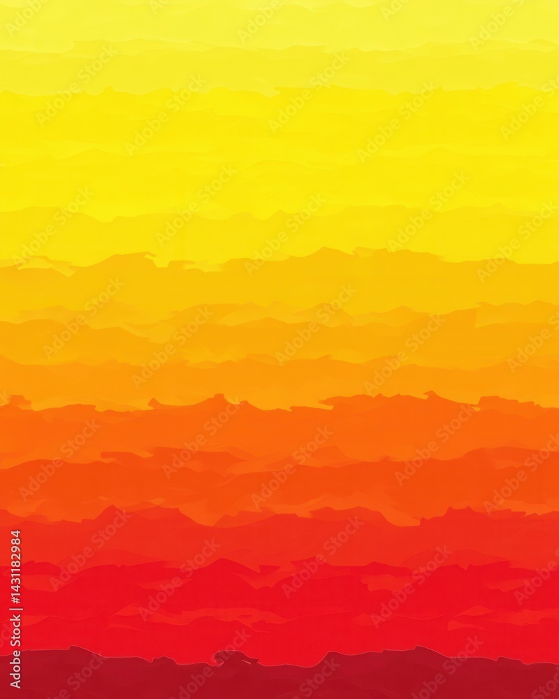 Fototapeta premium Abstract fiery landscape with warm colors blending from yellow to orange and red in a textured style