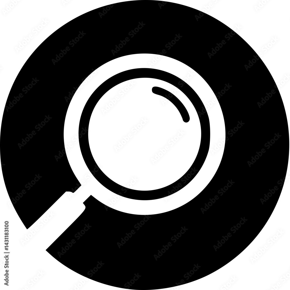 Minimalist Search Icon – White Magnifying Glass in Black Circle Minimalist Search Icon – White Magnifying Glass in Black Circle