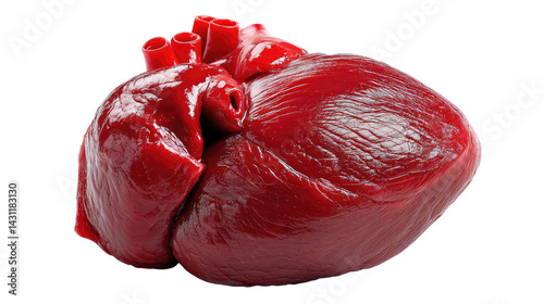 Anatomy of the Heart: A hyperrealistic detailed illustration of the human heart, showcasing its complex structure and vital role in circulating blood and sustaining life.