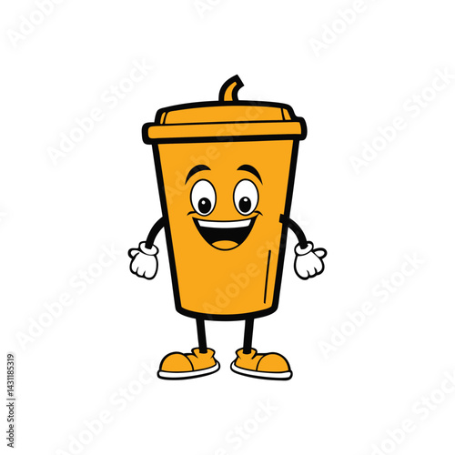 Happy soda can mascot logo vector art