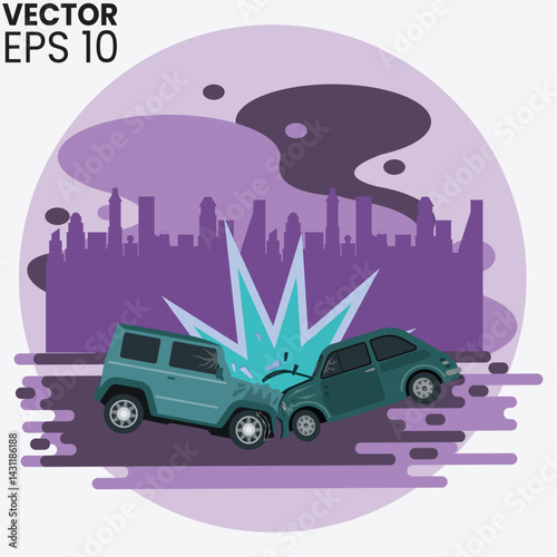 illustration of car and truck accident