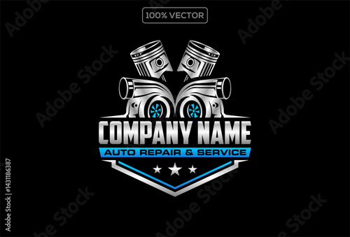 diesel turbo automotive repair logo template illustration
