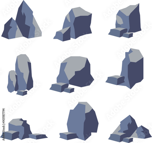 Vector illustration of a crumpled paper mountain landscape design
