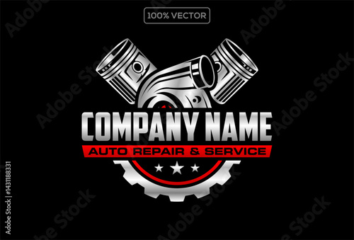 auto diesel turbo automotive repair logo template