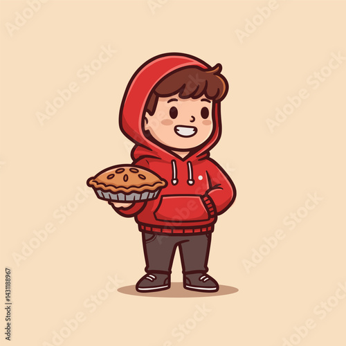 Hoodie Boy Holding Pie (Detailed)