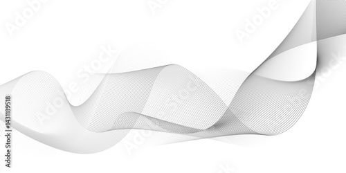 Abstract grey wavy lines Digital frequency track equalizer background. Curved wave smooth stripe seamless pattern. Wave lines created using blend tool. graphic design template banner business wave.