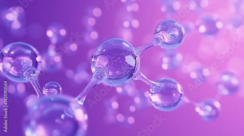 3d render of enzymatic catalysis substrate binding in a gradient purple scene