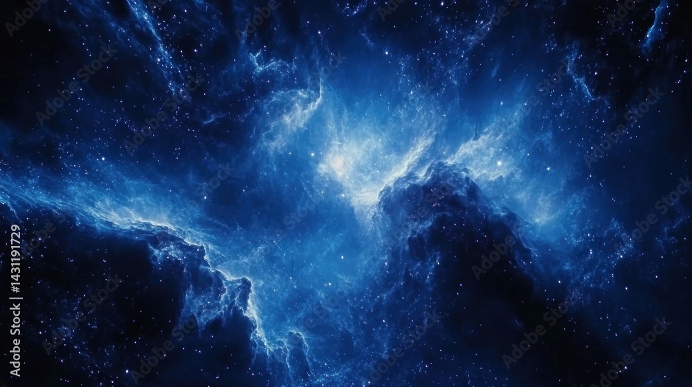 Obraz premium Deep space nebula with vibrant blue cosmic clouds