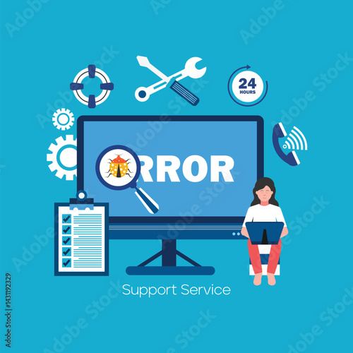 Computer with service error concept