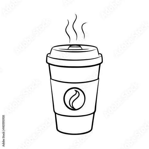 Coffee cup with steam in a minimalistic style  