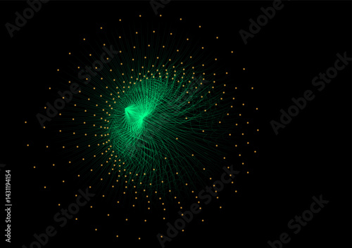 Network Connected Data Points dynamic visualization of a digital network with glowing connections.